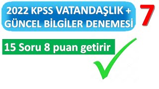 2022 Kpss Vatandaşlik Ve Güncel Bi̇lgi̇ler Denemesi̇-7