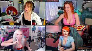 Amouranth FLEXING with JennaLynnMeowri & PeachJars & JessicaJSKA