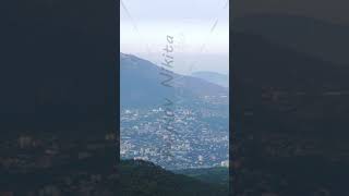 Vertical video. View of Yalta from Mount Ai-Petri. Panorama. Crimea