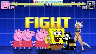 Peppa Pig Crew Vs Felix The Cat And Annoying Orange And Grizela And Spongebob In A Mugen Match