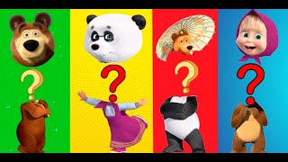 Wrong Heads. Masha And The Bear, Panda, Bear Woman. Match The Head, Puzzle Heads.