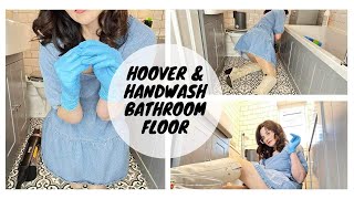 Clean With Me | Hoover & Hand Wash Bathroom Floor | Kate Berry