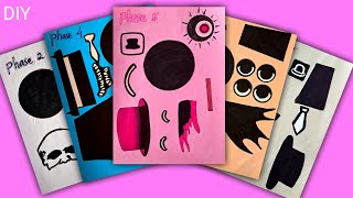 Paperdiy Faz 1 Vs Faz 2 Vs 3 Vs 4 Vs 5 - Incredibox Sprunki Çıkartma Kitabı - Bay Black Horror