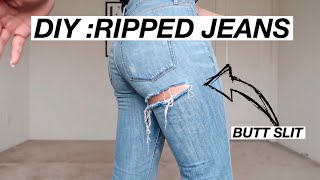 DIY Ripped Jeans, Butt Slit