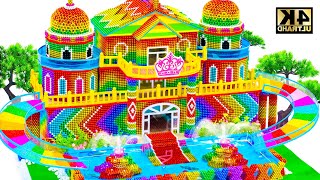 ASMR Relaxing | Build Indian Castle Has Double Water Slide To Swimming Pool From Magnetic Balls