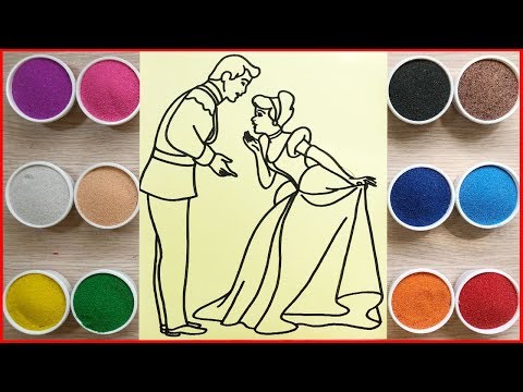 Đồ chơi trẻ em TÔ MÀU TRANH CÁT CÔNG CHÚA LỌ LEM & HOÀNG TỬ - Colored sand painting (Chim Xinh)