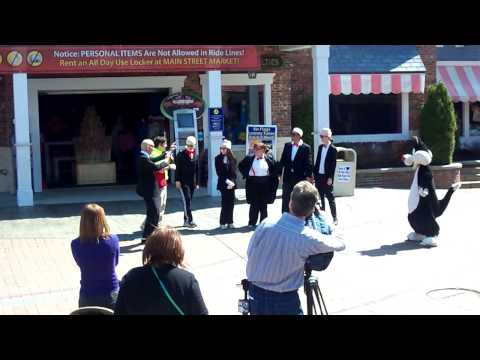 six flags guy dancing. Mr Six Dance Party Six Flags