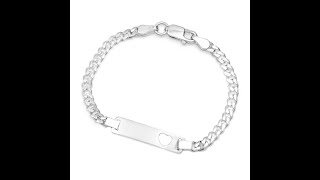 Sterling Silver Engraved Bracelet for Girls | Heart Cutout Sterling Silver Engraved Bracelet for Girls | Heart Cutout video thumbnail