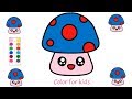 mushroom draw for kids , vẽ cây nấm và tô màu cho bé, học và chơi