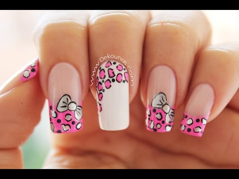 uñas animal print rosa