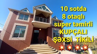 Masazırda, 10 Sotda, 3 Mərtəbəli, 8 Otaqlı, Tam Təmirli, Əşyalı, Bağ-Bağçalı, Kupçalı Şəxsi̇ Ti̇ki̇li̇
