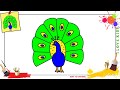 How to draw a Peacock EASY & SLOWLY step by step for kids and beginners
