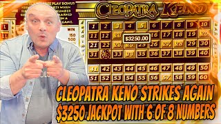 Ancient Riches Unveiled! Cleopatra Keno Strikes Again   $3250 Jackpot with 6 of 8 Numbers