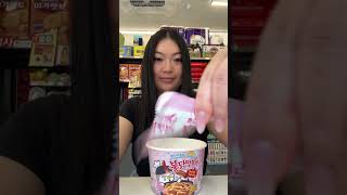 Buldak carbonara tteokbokki & kuromi ice cup at a Korean convenience store 💗🧊