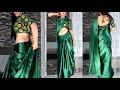 How To Wear Satin Silk Saree For Dance With Song | Satin Silk Sari Draping Like Dancers