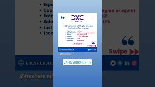 Dxc Technology Is Hiring For Ociate Professional Test Engineer