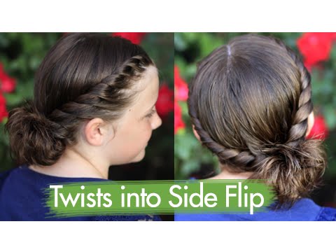 Cute Girls Hairstyles - Twists into Side Ponytail