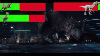 T-Rex And Blue Vs Indominus Rex With Healthbars