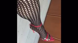 Sandales Rouges Combinaison Résilles Red High Heels Fishnet Combinaison
