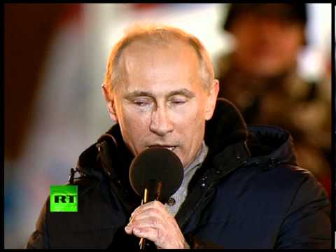 Video: Teary-eyed Putin addresses 110000 crowd near Kremlin
