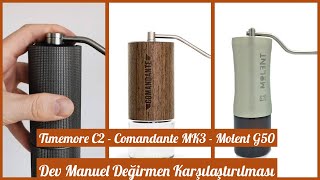 Timemore C2 vs Comandante MK3 vs Molent G50 Dev Manuel Değirmen Karşılaştırılması