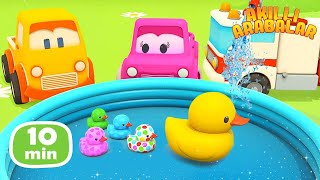Çocuklar için eğitici çizgi film - Akıllı Arabalar - Havuzda su oyunları derleme