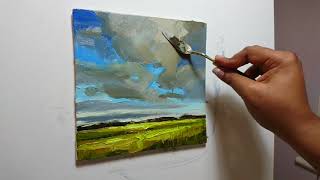 Painting storm clouds (landscape, palette knife demo) with Halima Washington-Dixon