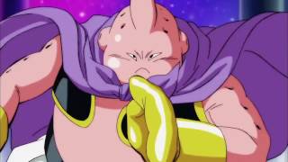 Majin buu beats the crap out of basil of universe 9