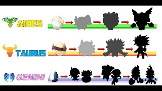 Aries, Taurus, Gemini - Pokemon Zodiac - Egg And Evolution Ver 1 .