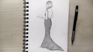 Moda ve Tasarım Çizimleri ✨| Balık Model Elbise Çizimi