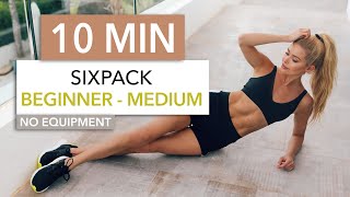 10 MIN SIXPACK WORKOUT - BEGINNER TO MEDIUM LEVEL, including breaks / No Equipme