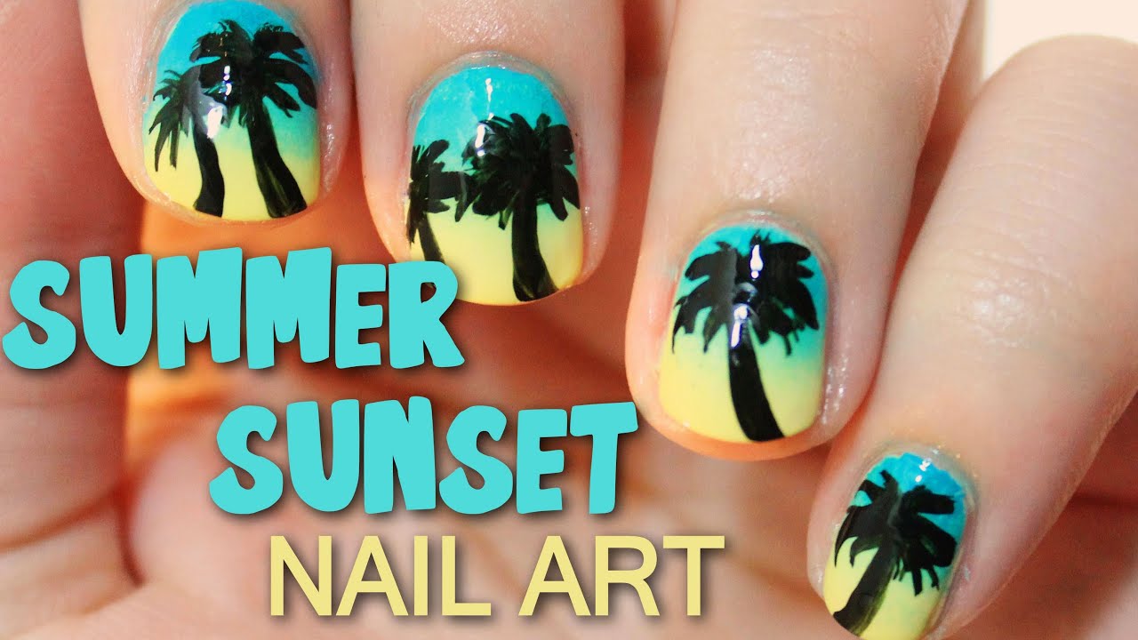 2. Tropical Sunset Nail Art - wide 7