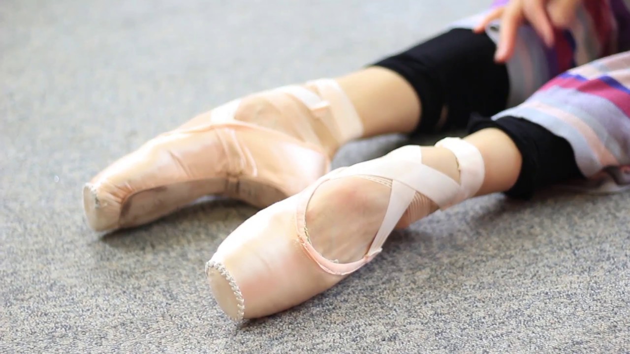 Ballerina foot job in ballet slippers