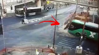 Bus Losing Control While Driving In Jerusalem, One Pedestrian Taken To Hospital In Good Condition