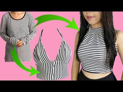DIY เสื้อยืด เป็นเสื้อแขนกุดคอเต่า กับ บราเล็ต | DIY old clothes | แม่ไป๋ Paiv Channel