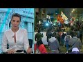Manifestantes marchan en el Centro de Lima apoyando el cierre...