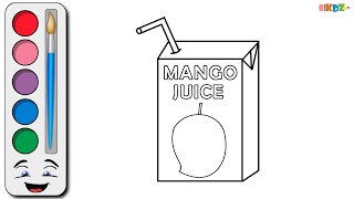 How To Draw Mango Juice Box, Mango Drawing, Frooti Juice Drawing, Easy Drawings Step By Step