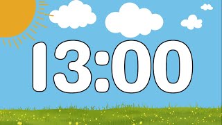 13 Minute Cute Calm Summer Clroom Timer No Music, Happy Harp Alarm At End
