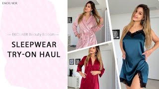 Comfortable Sleepwear Try On Haul Ekouaer Ft. Valentina Victoria