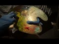 Wonderful ear to ear palette knife sounds. Cleaning up paint on palette | ASMR whisper accent