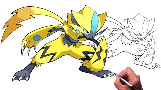 How To Draw Pokemon - Zeraora Step By Step