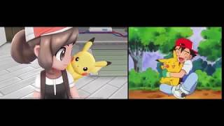 Pokemon Let's Go trailer vs anime opening comparison