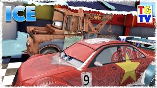 Cars Fast As Lightning - Long Ge Ice Racer Vs Finn, Mater, Mcqueen