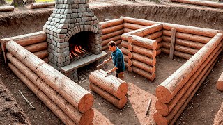 Man Builds Secret 2-Room Underground Log Cabin 1-Year Timelapse By Bushcraftua1