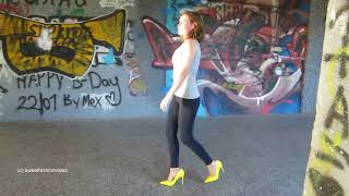 Vika - Pion2Fashion Wearing High Pumps And Clical Leggings Outside