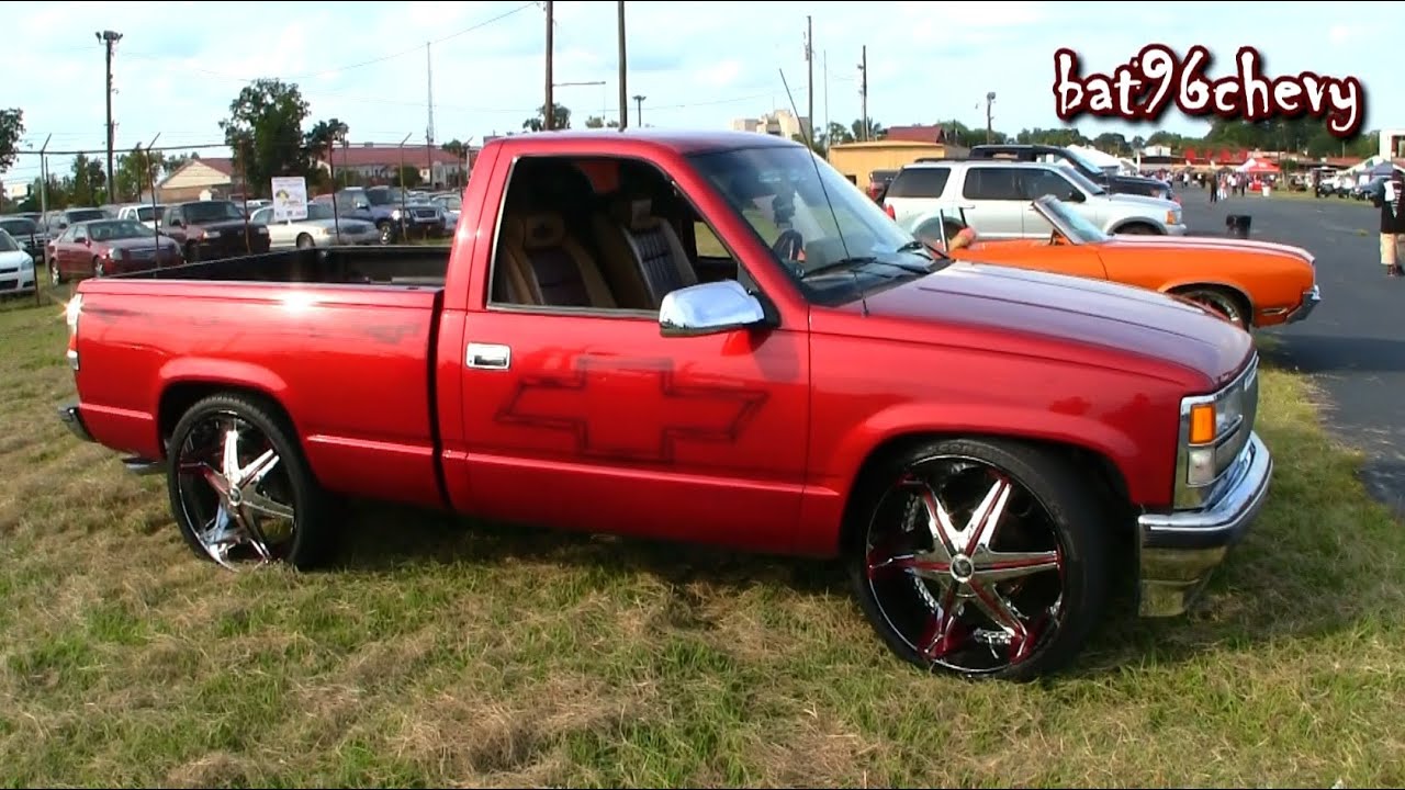 Chevy+Truck+On+24s 90's RED Chevrolet Silverado C1500 Truck on 26" DUB Big Homie's ...