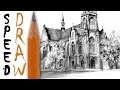 How to draw architecture (zoom and details) - Neogothic Church Speed Drawing