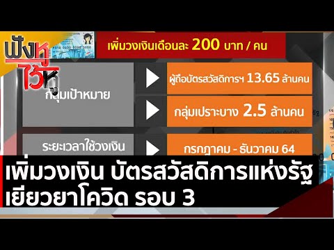 เพิ่มวงเงิน บัตรสวัสดิการแห่งรัฐ เยียวยาโควิด รอบ 3 | ฟังหูไว้หู (6 พ.ค. 64)