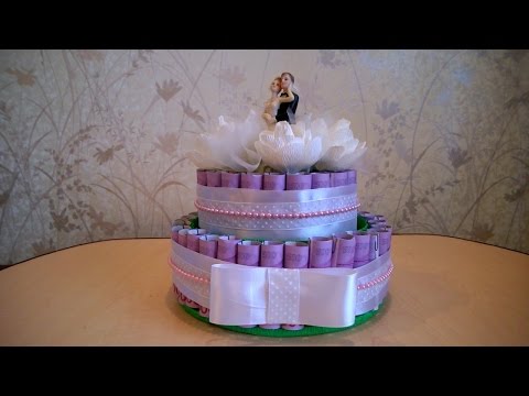 Денежный торт с конфетами своими руками мастер класс 98