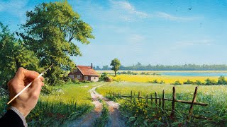 👍 Acrylic Landscape Painting - Spring / Easy Art / Drawing Lessons / Satisfying 